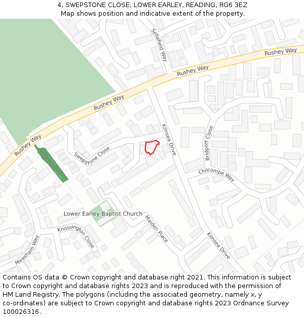 4, SWEPSTONE CLOSE, LOWER EARLEY, READING, RG6 3EZ: Location map and indicative extent of plot