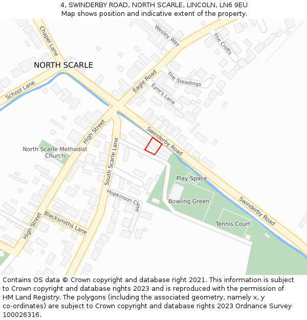 4, SWINDERBY ROAD, NORTH SCARLE, LINCOLN, LN6 9EU: Location map and indicative extent of plot