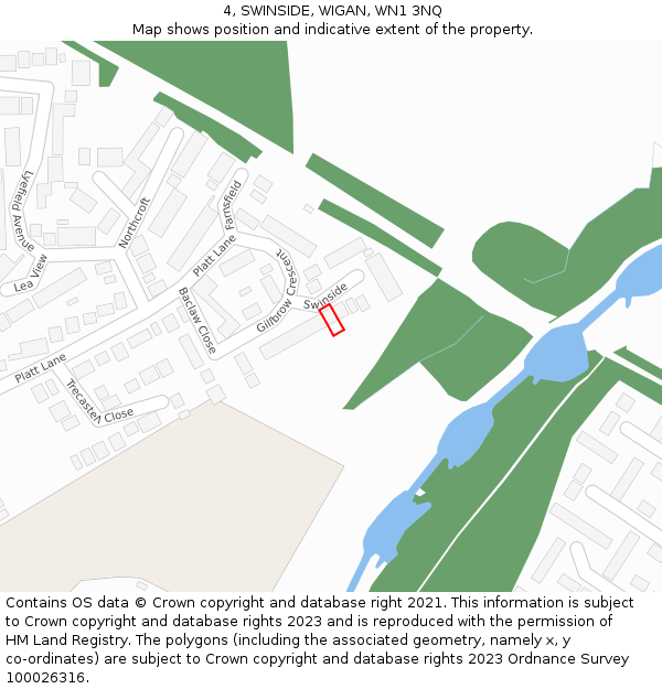 4, SWINSIDE, WIGAN, WN1 3NQ: Location map and indicative extent of plot