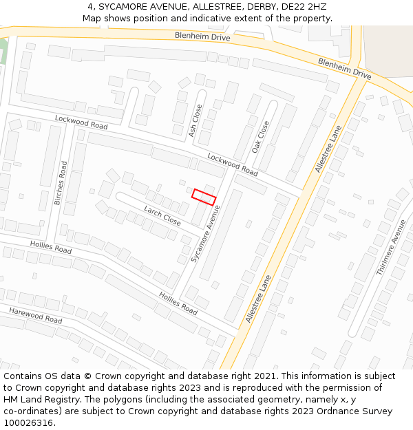 4, SYCAMORE AVENUE, ALLESTREE, DERBY, DE22 2HZ: Location map and indicative extent of plot