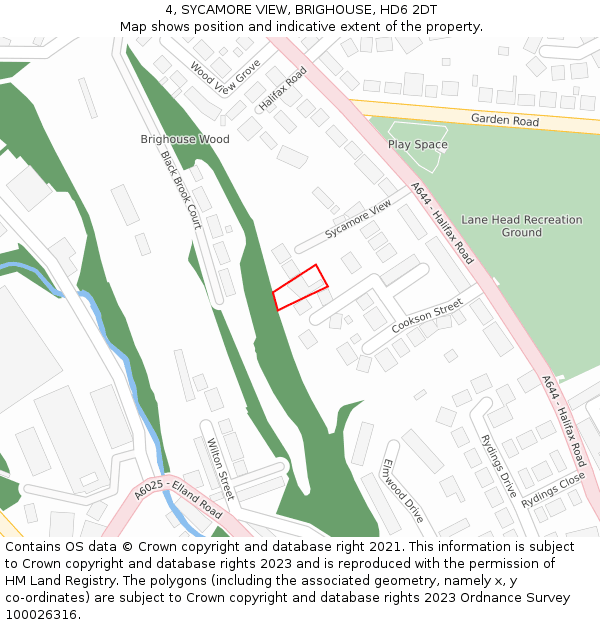 4, SYCAMORE VIEW, BRIGHOUSE, HD6 2DT: Location map and indicative extent of plot