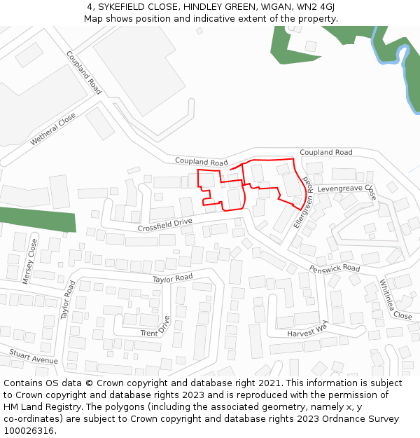 4, SYKEFIELD CLOSE, HINDLEY GREEN, WIGAN, WN2 4GJ: Location map and indicative extent of plot