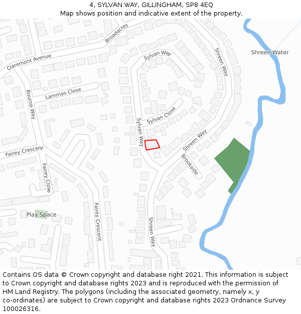 4, SYLVAN WAY, GILLINGHAM, SP8 4EQ: Location map and indicative extent of plot
