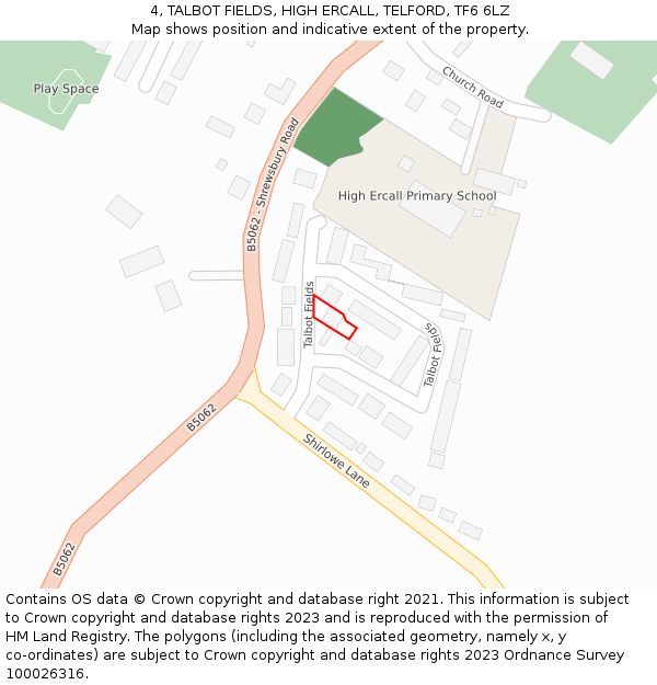 4, TALBOT FIELDS, HIGH ERCALL, TELFORD, TF6 6LZ: Location map and indicative extent of plot