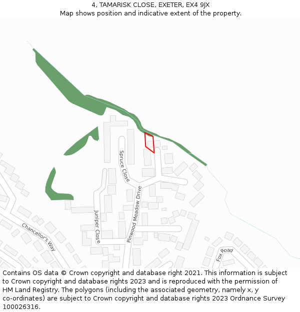 4, TAMARISK CLOSE, EXETER, EX4 9JX: Location map and indicative extent of plot