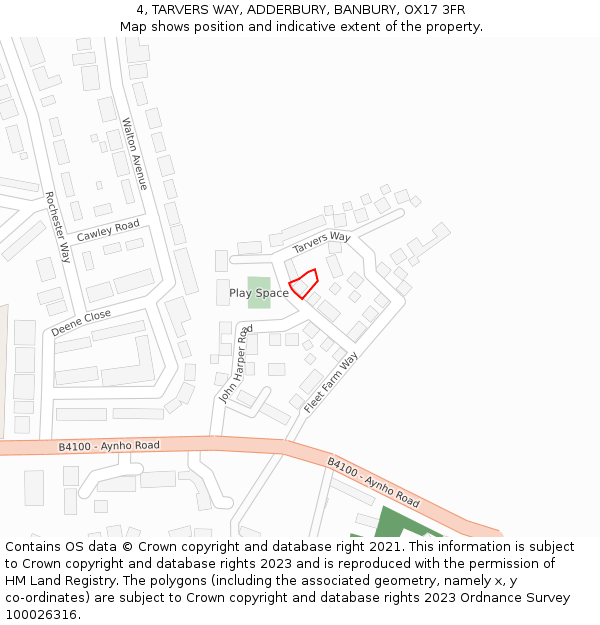 4, TARVERS WAY, ADDERBURY, BANBURY, OX17 3FR: Location map and indicative extent of plot