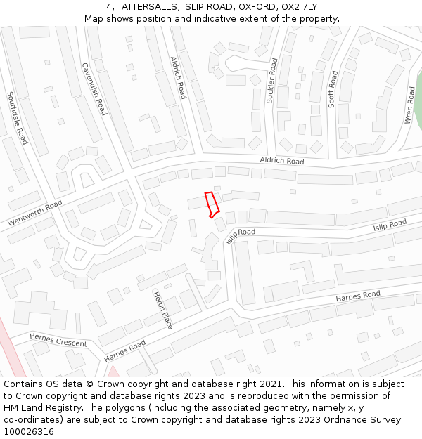 4, TATTERSALLS, ISLIP ROAD, OXFORD, OX2 7LY: Location map and indicative extent of plot