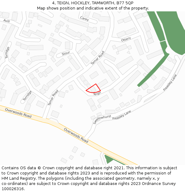 4, TEIGN, HOCKLEY, TAMWORTH, B77 5QP: Location map and indicative extent of plot