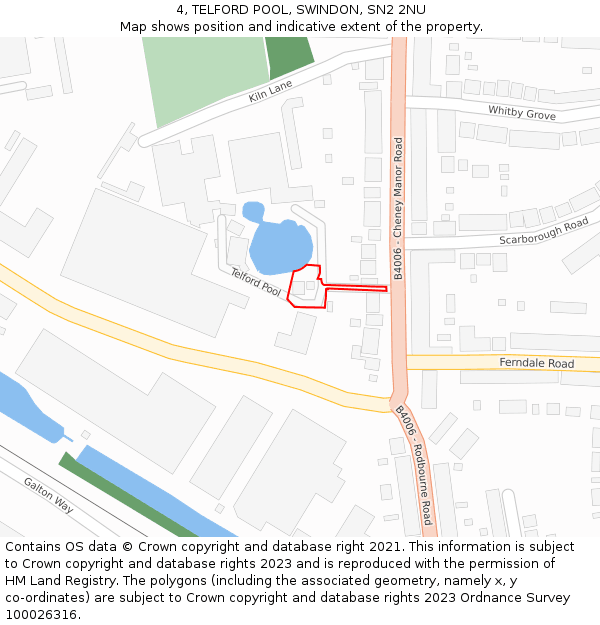 4, TELFORD POOL, SWINDON, SN2 2NU: Location map and indicative extent of plot