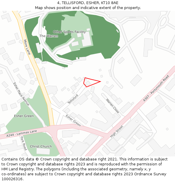 4, TELLISFORD, ESHER, KT10 8AE: Location map and indicative extent of plot