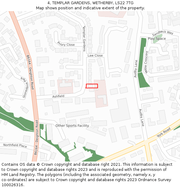 4, TEMPLAR GARDENS, WETHERBY, LS22 7TG: Location map and indicative extent of plot