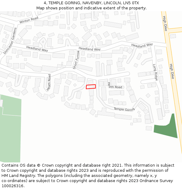 4, TEMPLE GORING, NAVENBY, LINCOLN, LN5 0TX: Location map and indicative extent of plot