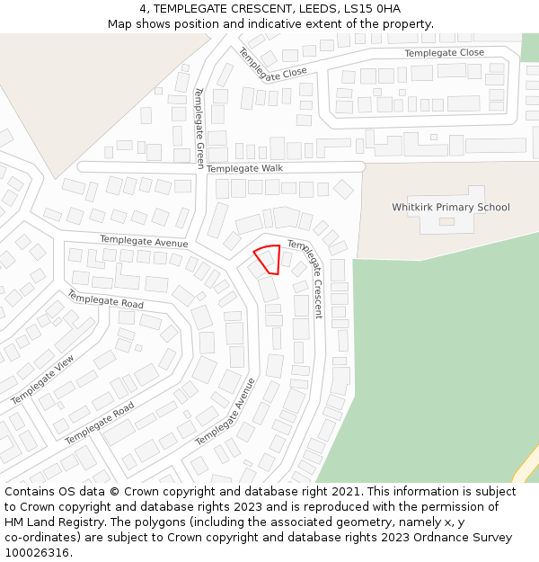 4, TEMPLEGATE CRESCENT, LEEDS, LS15 0HA: Location map and indicative extent of plot