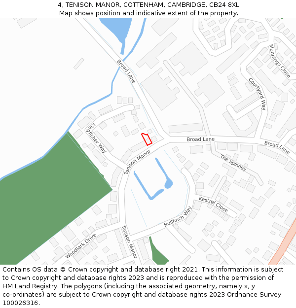 4, TENISON MANOR, COTTENHAM, CAMBRIDGE, CB24 8XL: Location map and indicative extent of plot