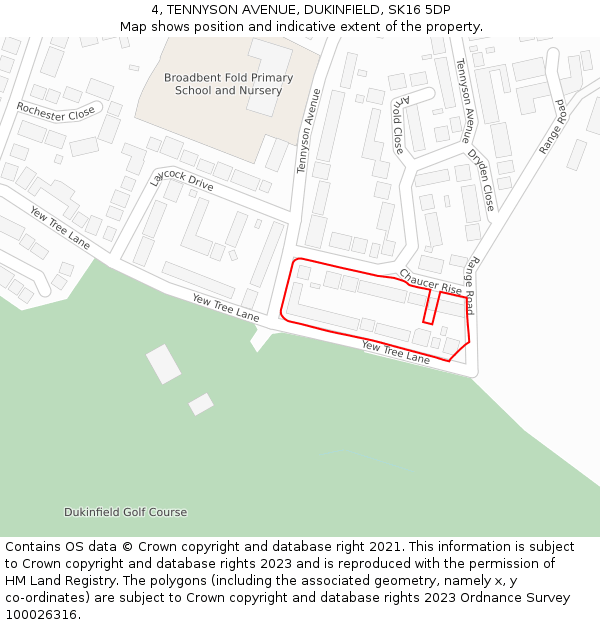 4, TENNYSON AVENUE, DUKINFIELD, SK16 5DP: Location map and indicative extent of plot