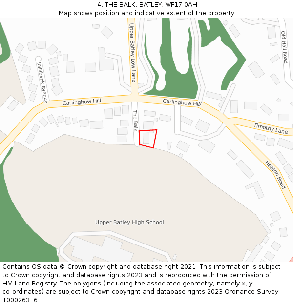 4, THE BALK, BATLEY, WF17 0AH: Location map and indicative extent of plot