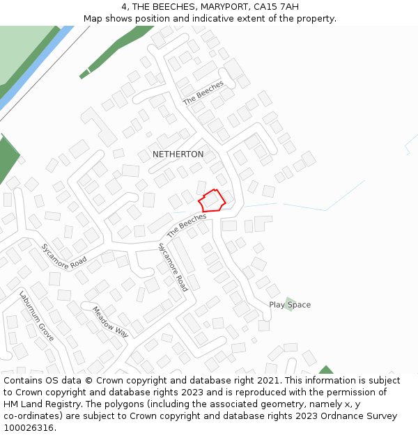 4, THE BEECHES, MARYPORT, CA15 7AH: Location map and indicative extent of plot