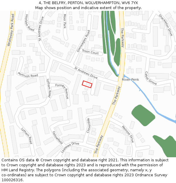 4, THE BELFRY, PERTON, WOLVERHAMPTON, WV6 7YX: Location map and indicative extent of plot