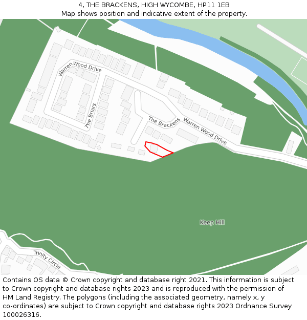 4, THE BRACKENS, HIGH WYCOMBE, HP11 1EB: Location map and indicative extent of plot