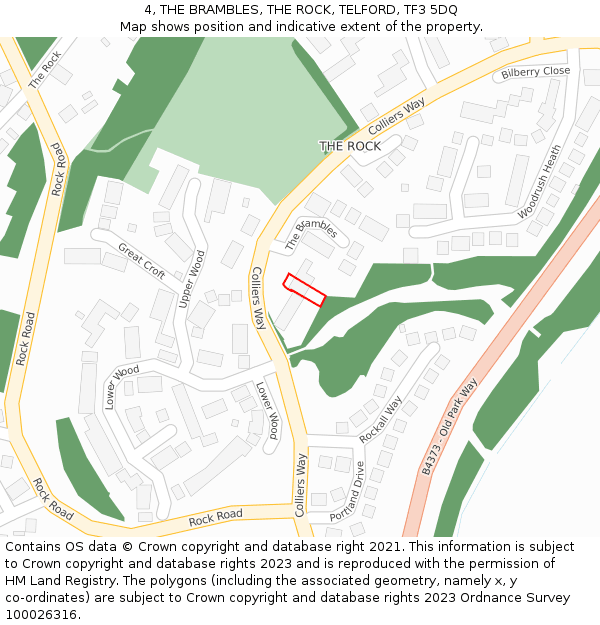 4, THE BRAMBLES, THE ROCK, TELFORD, TF3 5DQ: Location map and indicative extent of plot