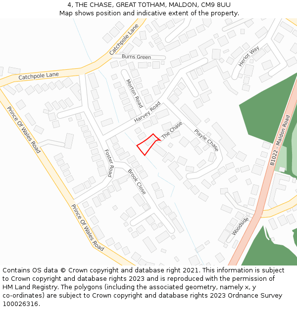 4, THE CHASE, GREAT TOTHAM, MALDON, CM9 8UU: Location map and indicative extent of plot