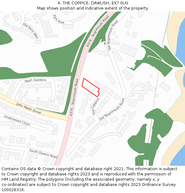 4, THE COPPICE, DAWLISH, EX7 0LN: Location map and indicative extent of plot