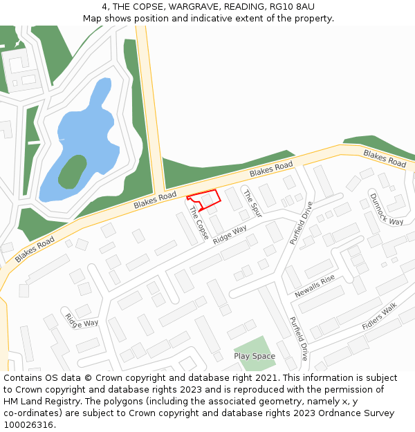 4, THE COPSE, WARGRAVE, READING, RG10 8AU: Location map and indicative extent of plot