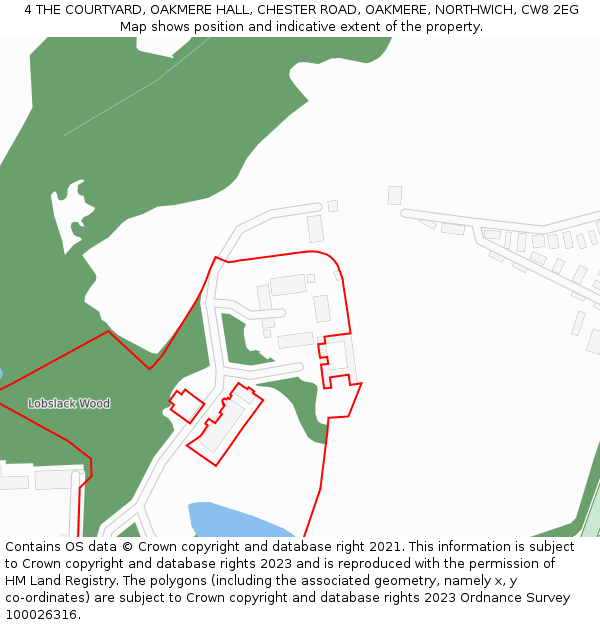 4 THE COURTYARD, OAKMERE HALL, CHESTER ROAD, OAKMERE, NORTHWICH, CW8 2EG: Location map and indicative extent of plot