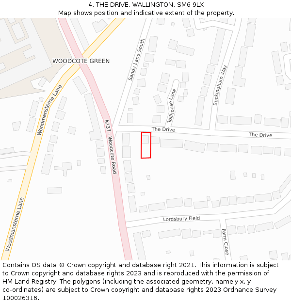 4, THE DRIVE, WALLINGTON, SM6 9LX: Location map and indicative extent of plot