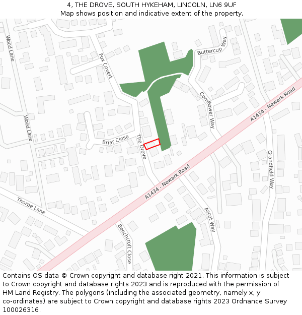 4, THE DROVE, SOUTH HYKEHAM, LINCOLN, LN6 9UF: Location map and indicative extent of plot