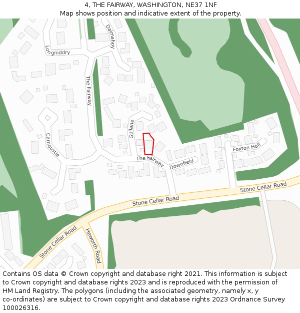 4, THE FAIRWAY, WASHINGTON, NE37 1NF: Location map and indicative extent of plot