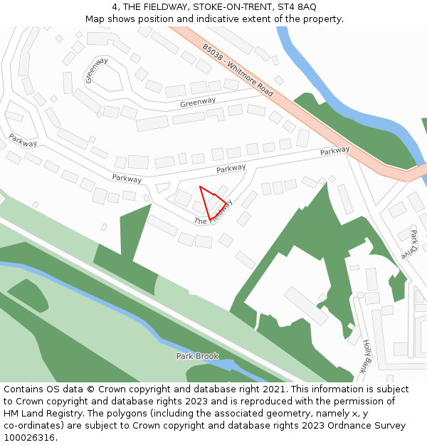 4, THE FIELDWAY, STOKE-ON-TRENT, ST4 8AQ: Location map and indicative extent of plot