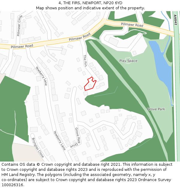 4, THE FIRS, NEWPORT, NP20 6YD: Location map and indicative extent of plot