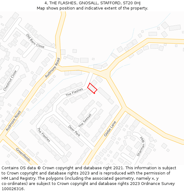 4, THE FLASHES, GNOSALL, STAFFORD, ST20 0HJ: Location map and indicative extent of plot