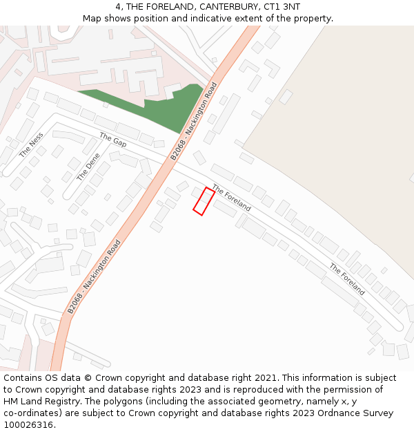 4, THE FORELAND, CANTERBURY, CT1 3NT: Location map and indicative extent of plot