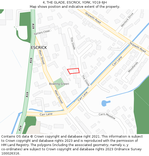 4, THE GLADE, ESCRICK, YORK, YO19 6JH: Location map and indicative extent of plot