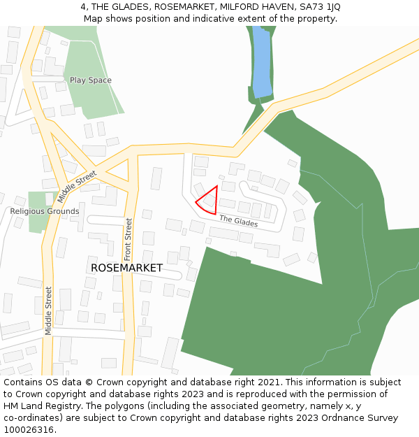 4, THE GLADES, ROSEMARKET, MILFORD HAVEN, SA73 1JQ: Location map and indicative extent of plot