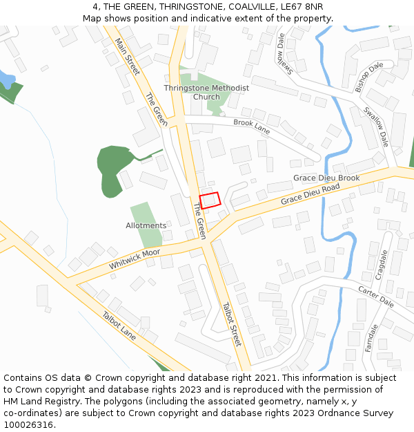 4, THE GREEN, THRINGSTONE, COALVILLE, LE67 8NR: Location map and indicative extent of plot