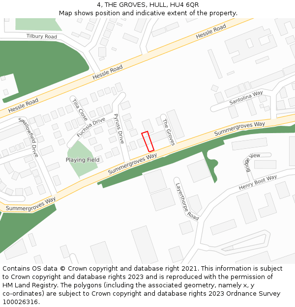 4, THE GROVES, HULL, HU4 6QR: Location map and indicative extent of plot