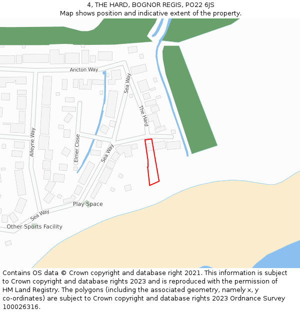 4, THE HARD, BOGNOR REGIS, PO22 6JS: Location map and indicative extent of plot