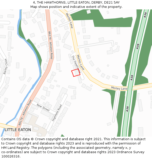 4, THE HAWTHORNS, LITTLE EATON, DERBY, DE21 5AY: Location map and indicative extent of plot