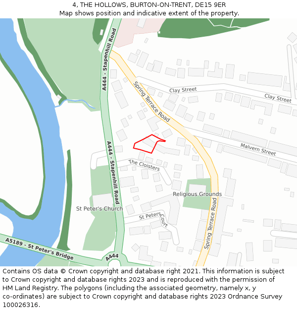 4, THE HOLLOWS, BURTON-ON-TRENT, DE15 9ER: Location map and indicative extent of plot