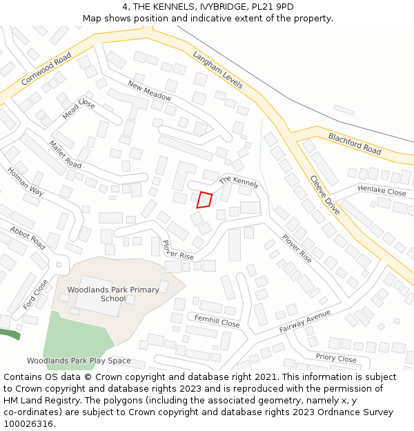 4, THE KENNELS, IVYBRIDGE, PL21 9PD: Location map and indicative extent of plot