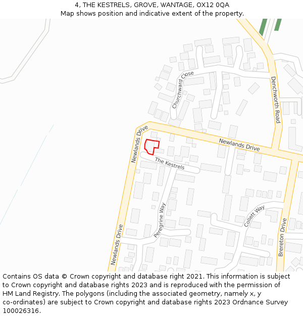 4, THE KESTRELS, GROVE, WANTAGE, OX12 0QA: Location map and indicative extent of plot