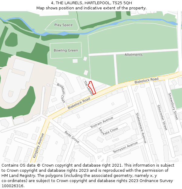 4, THE LAURELS, HARTLEPOOL, TS25 5QH: Location map and indicative extent of plot