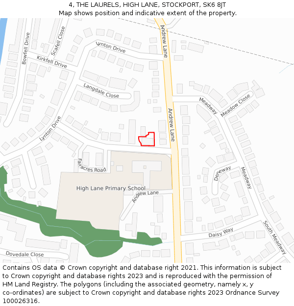 4, THE LAURELS, HIGH LANE, STOCKPORT, SK6 8JT: Location map and indicative extent of plot