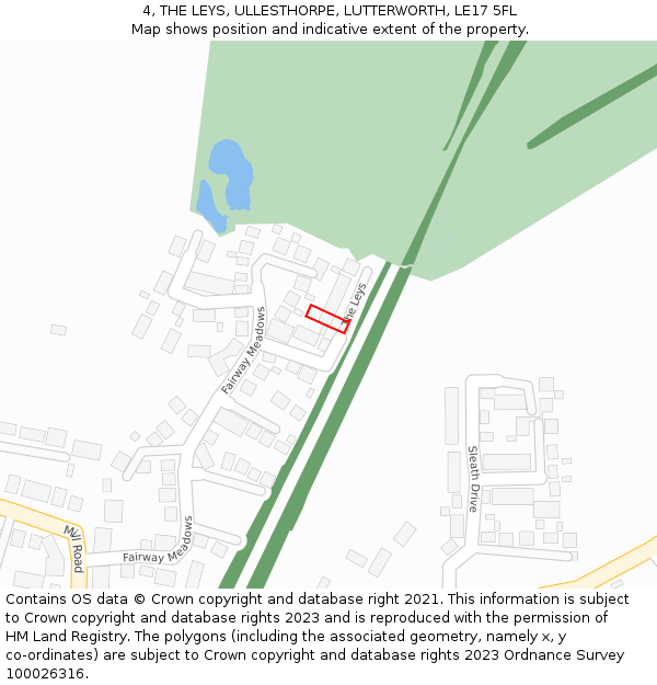 4, THE LEYS, ULLESTHORPE, LUTTERWORTH, LE17 5FL: Location map and indicative extent of plot