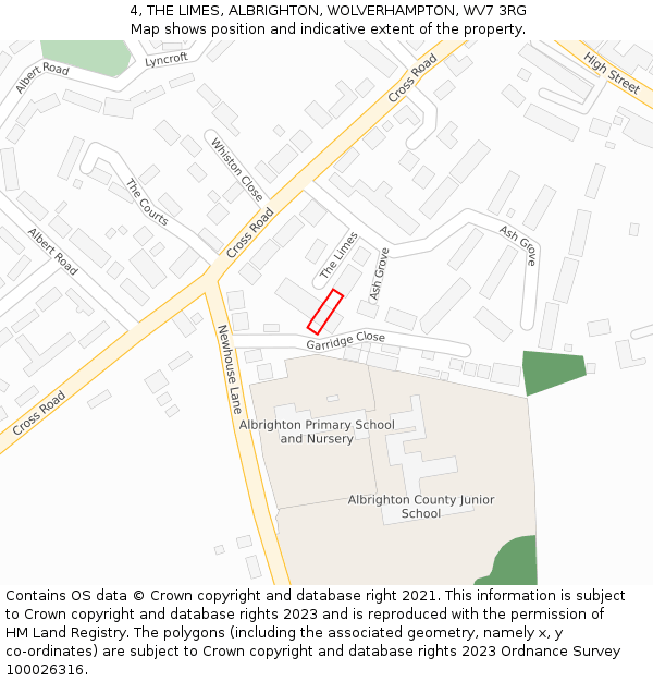 4, THE LIMES, ALBRIGHTON, WOLVERHAMPTON, WV7 3RG: Location map and indicative extent of plot