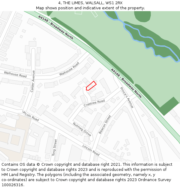 4, THE LIMES, WALSALL, WS1 2RX: Location map and indicative extent of plot