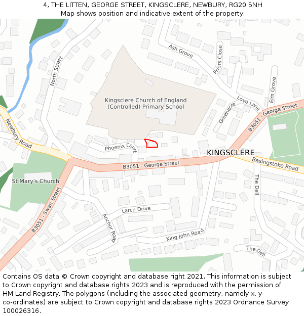 4, THE LITTEN, GEORGE STREET, KINGSCLERE, NEWBURY, RG20 5NH: Location map and indicative extent of plot